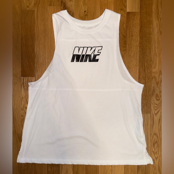 Nike Tops - NIKE DRI FIT Racerback White Tank Top Gym Shirt Large. Like New.
